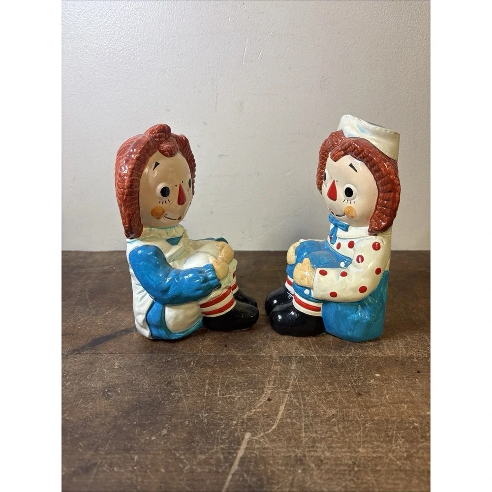 Vintage Raggedy Ann and Andy Bookends 1970 Bobbs-Merril Co